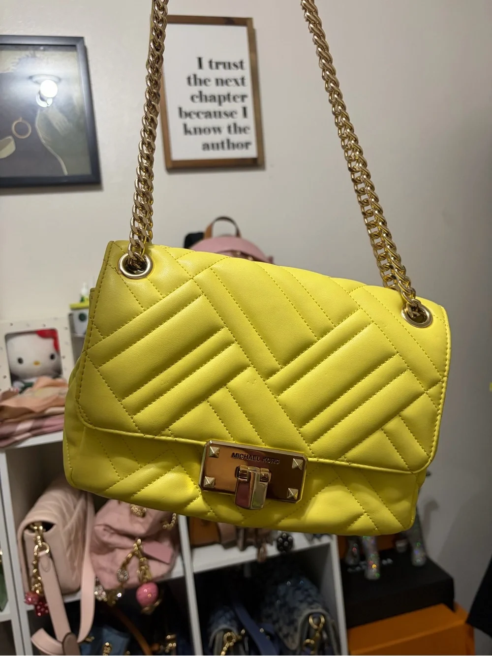 Michael Kors Bright Yellow Quilted Chain Shoulder Bag